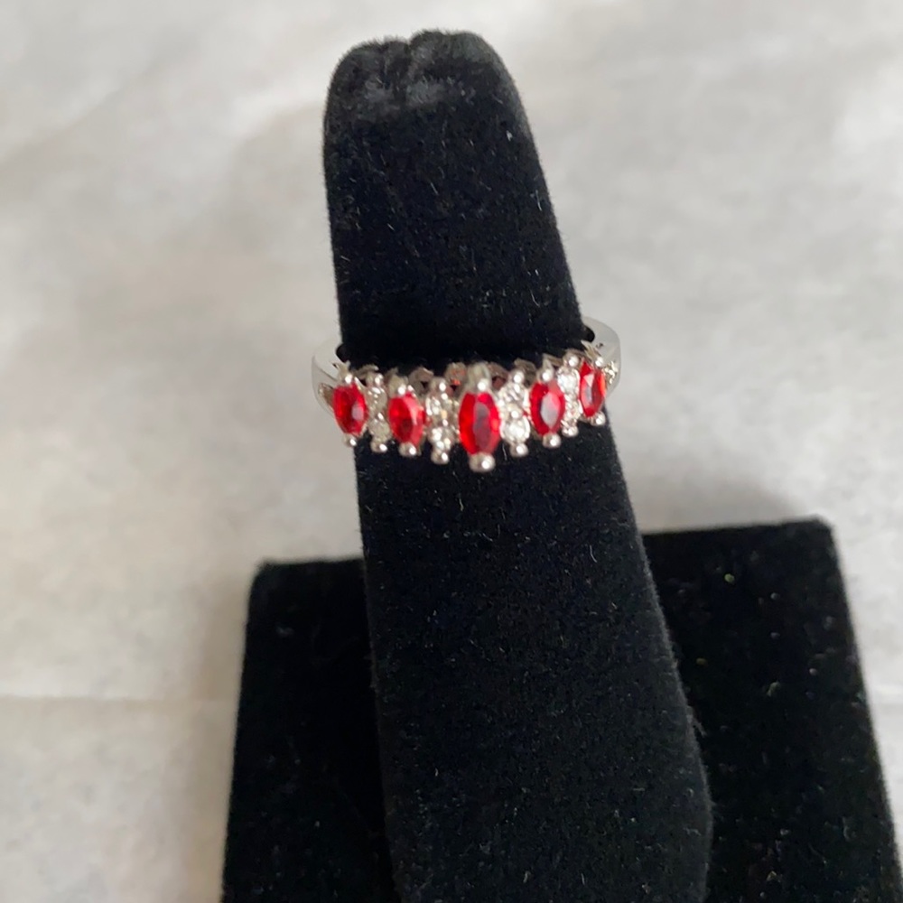 Rhinestone & Red stones Ring